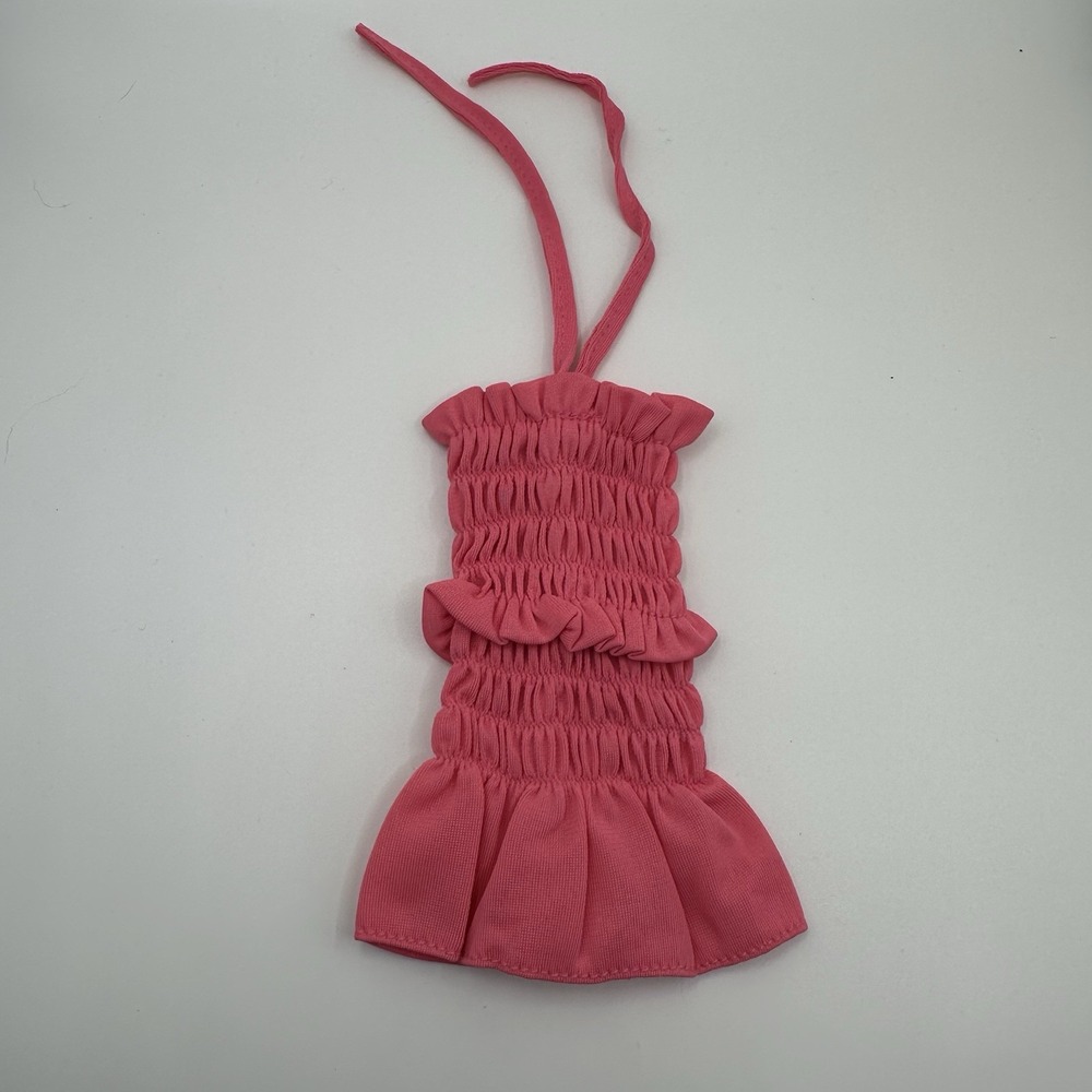VTG Barbie Doll Pink Scrunch Ruched‎ Dress Halter Handmade 90's